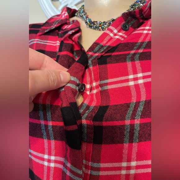 Lane Bryant women’s tunic shirt 16 button up long sleeve plaid plus flannel - Picture 3 of 10